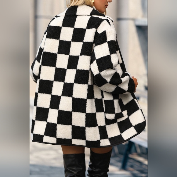 LAST ONE 💥Checkered Teddy Jacket Coat Plus Size 3X 💥Make and Offer - Picture 3 of 8